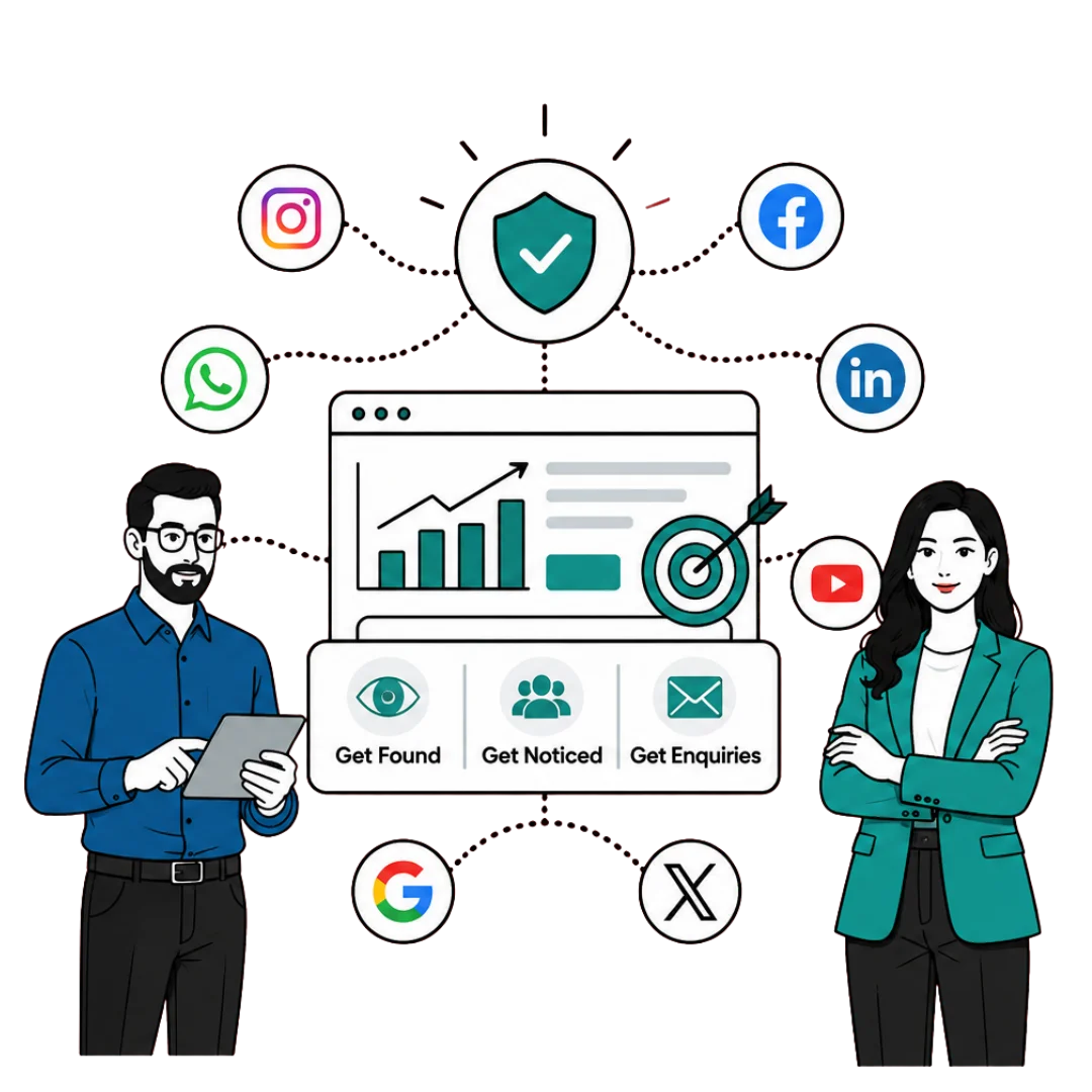 Connected digital marketing system for visibility, enquiries and growth
